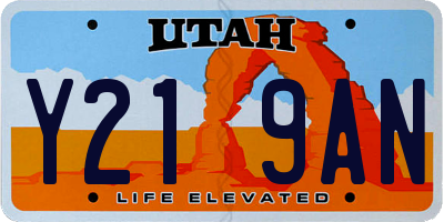 UT license plate Y219AN