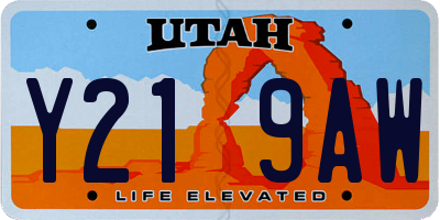 UT license plate Y219AW