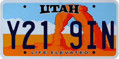 UT license plate Y219IN