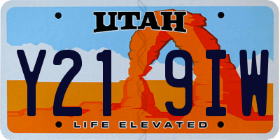 UT license plate Y219IW