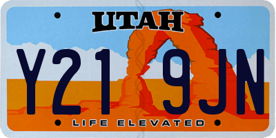 UT license plate Y219JN