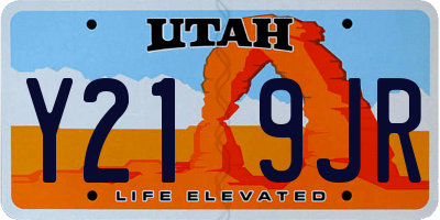 UT license plate Y219JR