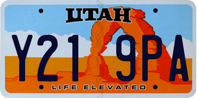 UT license plate Y219PA