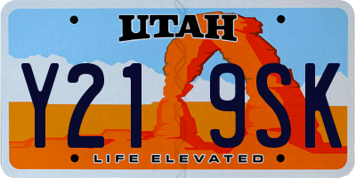 UT license plate Y219SK