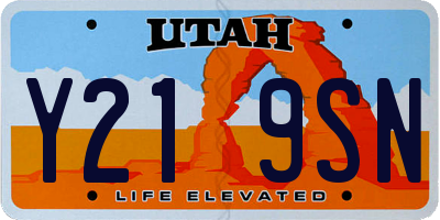 UT license plate Y219SN