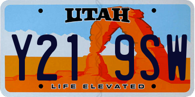 UT license plate Y219SW