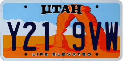 UT license plate Y219VW
