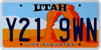 UT license plate Y219WN