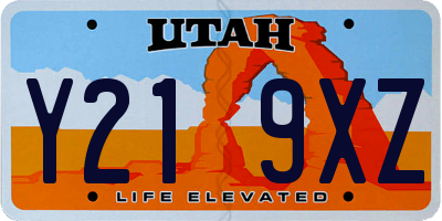 UT license plate Y219XZ