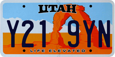 UT license plate Y219YN