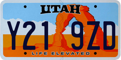 UT license plate Y219ZD