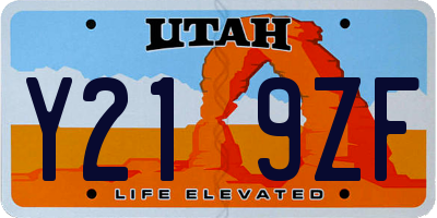 UT license plate Y219ZF