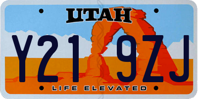 UT license plate Y219ZJ