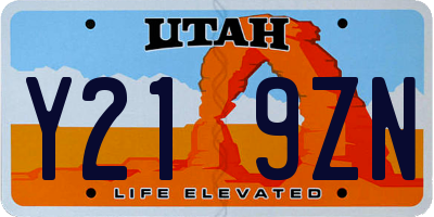 UT license plate Y219ZN