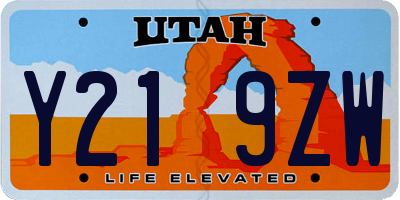 UT license plate Y219ZW