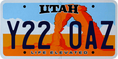 UT license plate Y220AZ