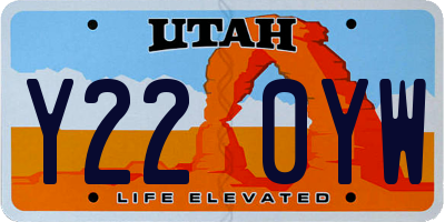 UT license plate Y220YW