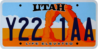 UT license plate Y221AA