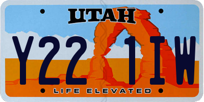 UT license plate Y221IW