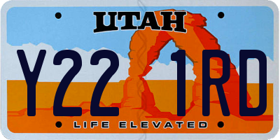 UT license plate Y221RD