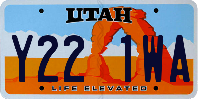 UT license plate Y221WA