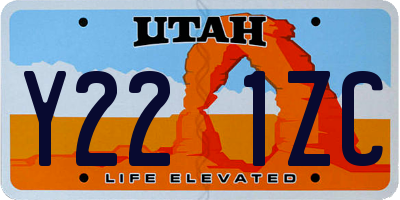 UT license plate Y221ZC