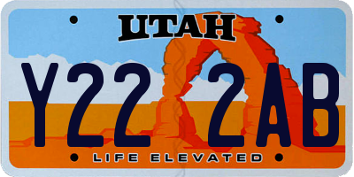 UT license plate Y222AB