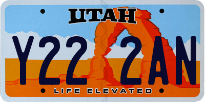 UT license plate Y222AN