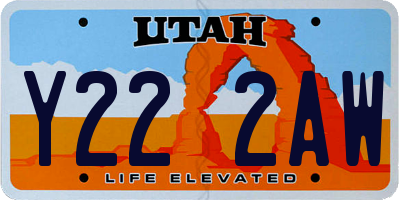 UT license plate Y222AW