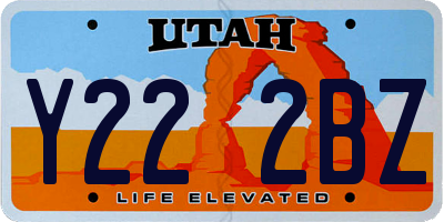 UT license plate Y222BZ
