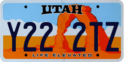 UT license plate Y222TZ
