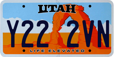 UT license plate Y222VN