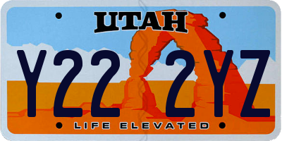 UT license plate Y222YZ