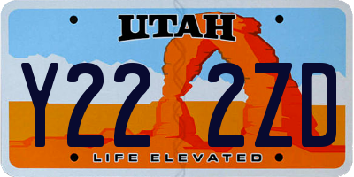 UT license plate Y222ZD