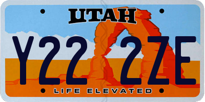 UT license plate Y222ZE