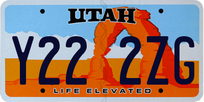 UT license plate Y222ZG