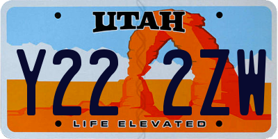 UT license plate Y222ZW