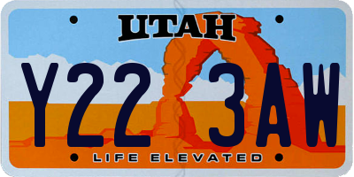 UT license plate Y223AW