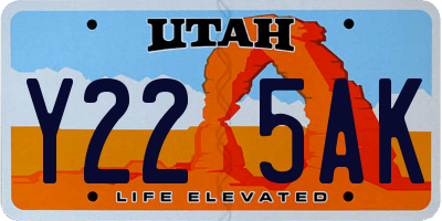 UT license plate Y225AK