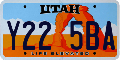 UT license plate Y225BA