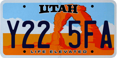UT license plate Y225FA