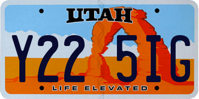 UT license plate Y225IG
