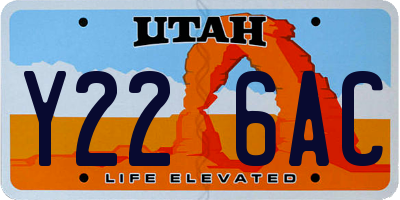 UT license plate Y226AC