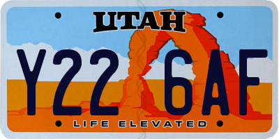 UT license plate Y226AF