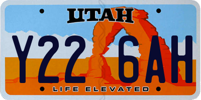 UT license plate Y226AH