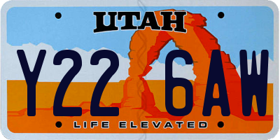 UT license plate Y226AW