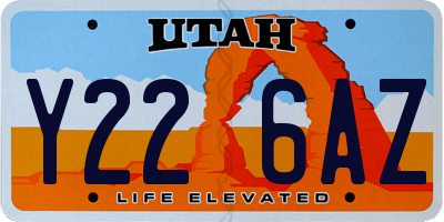 UT license plate Y226AZ
