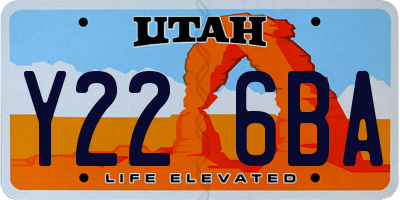 UT license plate Y226BA