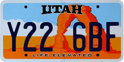 UT license plate Y226BF