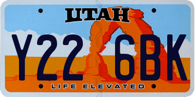 UT license plate Y226BK